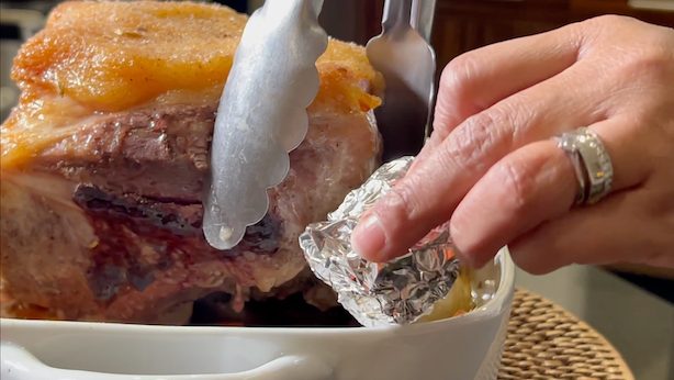 Add Aluminum Foil Ball – Crispy Roast Pork Shoulder with Skin